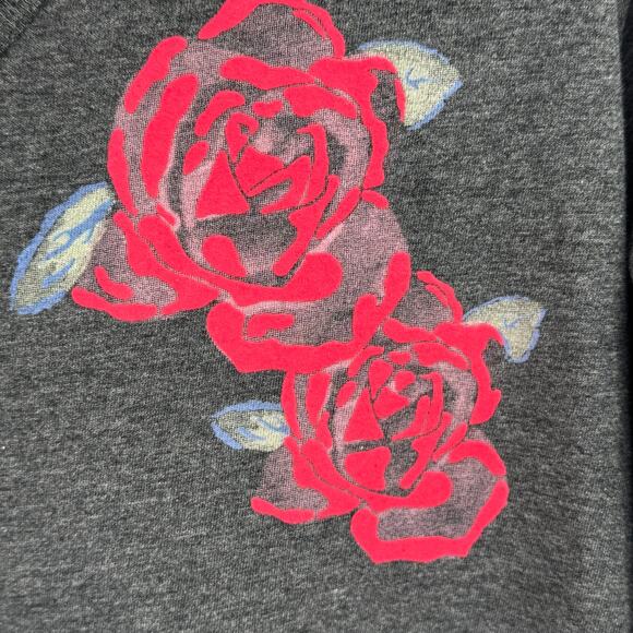Torrid blouse large Roses Flocked Girlfriend V-Neck Long Sleeve Tee gray NEW - Picture 3 of 8